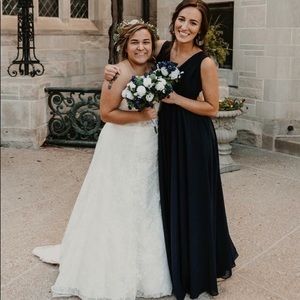 Navy blue chiffon dress